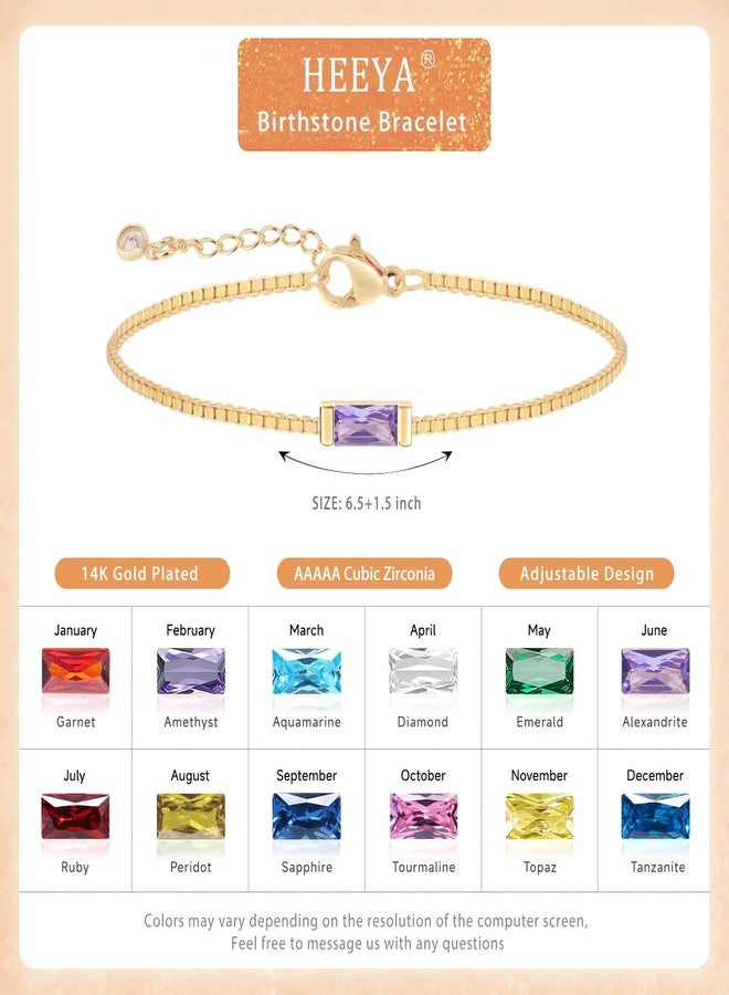 HEEYA Birthstone Gold Plated Bracelets for Women Trendy,Dainty 14K Charm Link Bracelet,Purple Birthstone Bracelet,June Birthday Christmas Anniversary Jewelry Gifts for Mom Wife Daughter Sister - Image 2